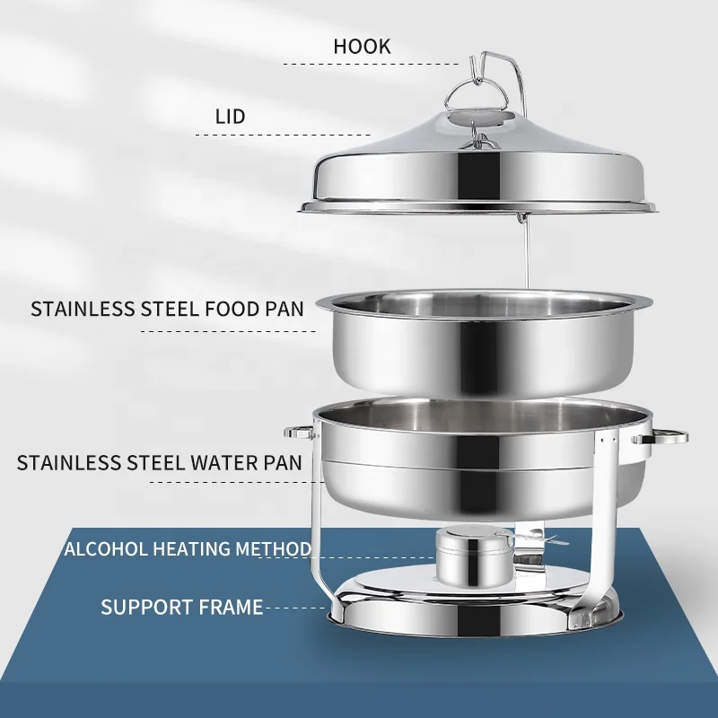 Hot Sale Chafer Buffet 9 Litre Food Warmer Stainless Steel Luxury Gold And Silver Chaffing Dish With Hanging
