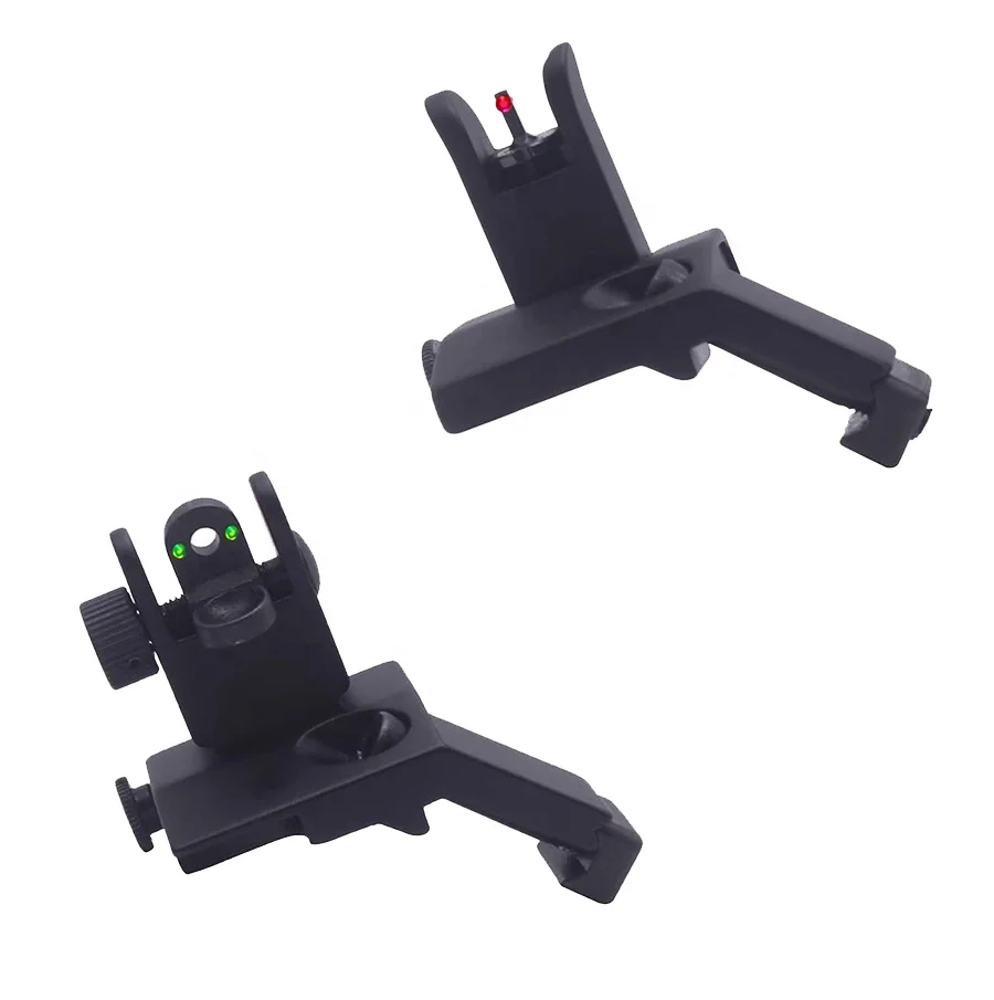 
Tactical AR 15 Fiber Optics Iron Sights Low Profile 45 Degree Flip up Front and Rear Offset iron Sights ar15 