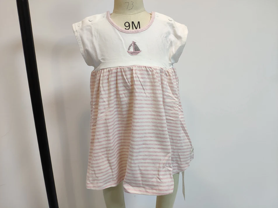 Blara Organic Certified Summer 5 years Little Girls Striped Sleeveless Dress School Birthday Party Knee length Dress