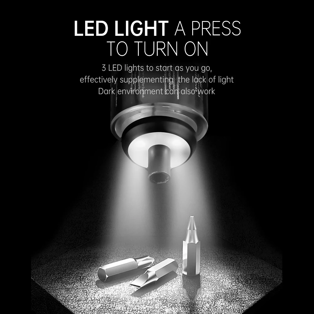 Portable Electric Screwdriver Tool Set with 30 S2 Steel Bits 2500mAh Lithiumbattery Rechargeable Electric Screwdriver