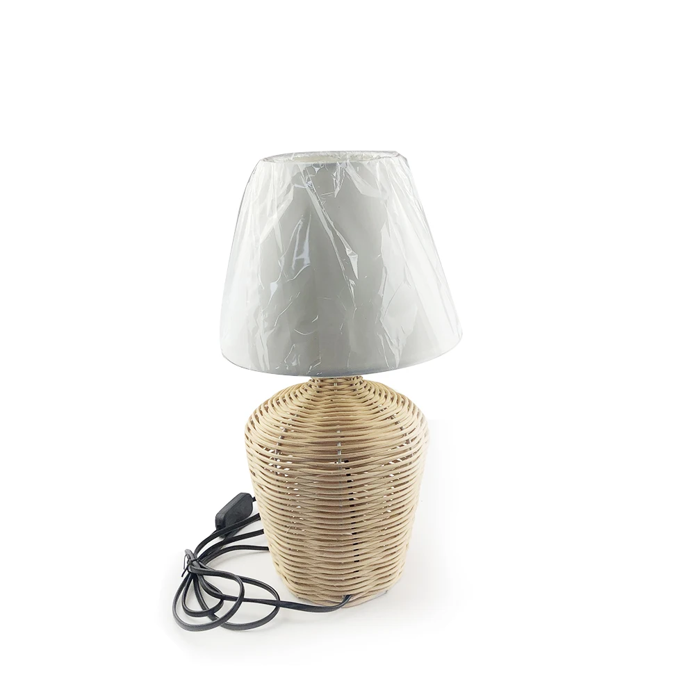 High Quality Rattan Pvc And Cloth Led Decorative Luxury Classic Table Lamp