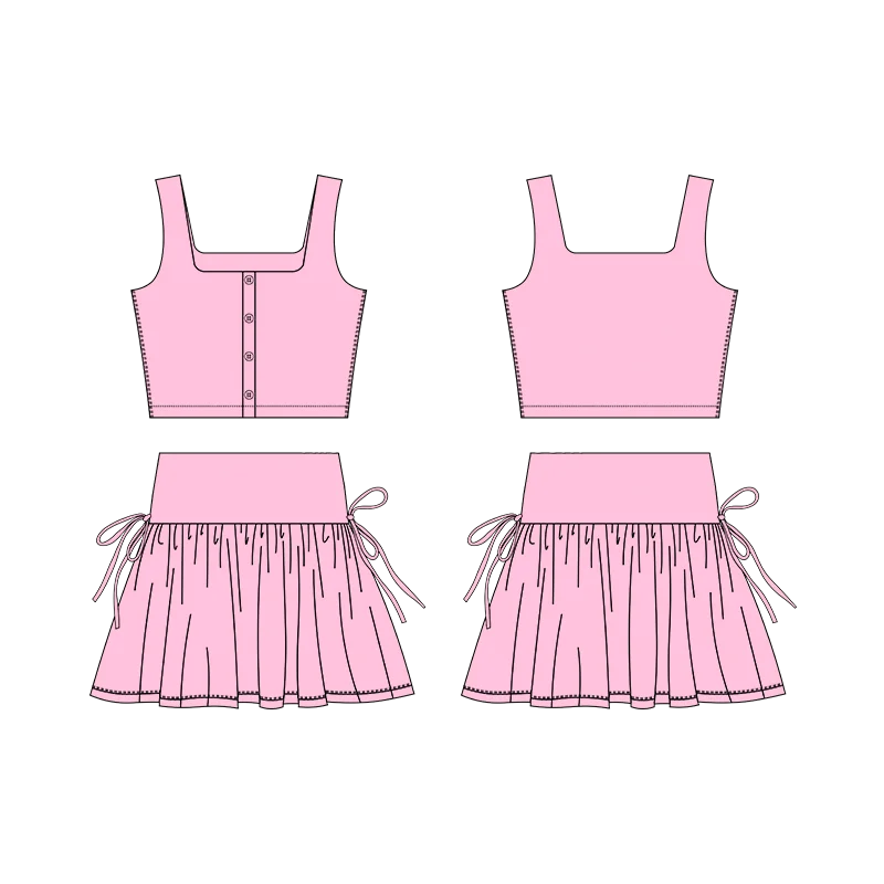 2024 Fashion Wholesale Children Tennis Sport 2in1 pocket Skirt set Girls Gym Yoga Training Athletic Wear Tennis Skirt Set