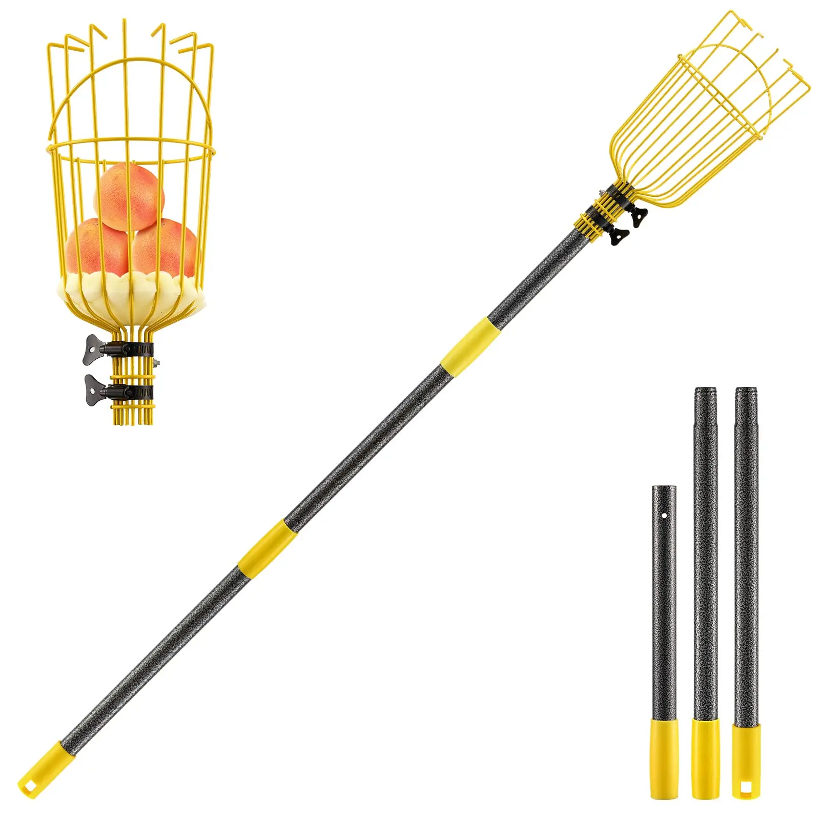 New Product Ideas 2024 Fruit Picker Tool 5.5 Ft Adjustable Fruit Stainless Steel Picker Pole with Basket Telescoping