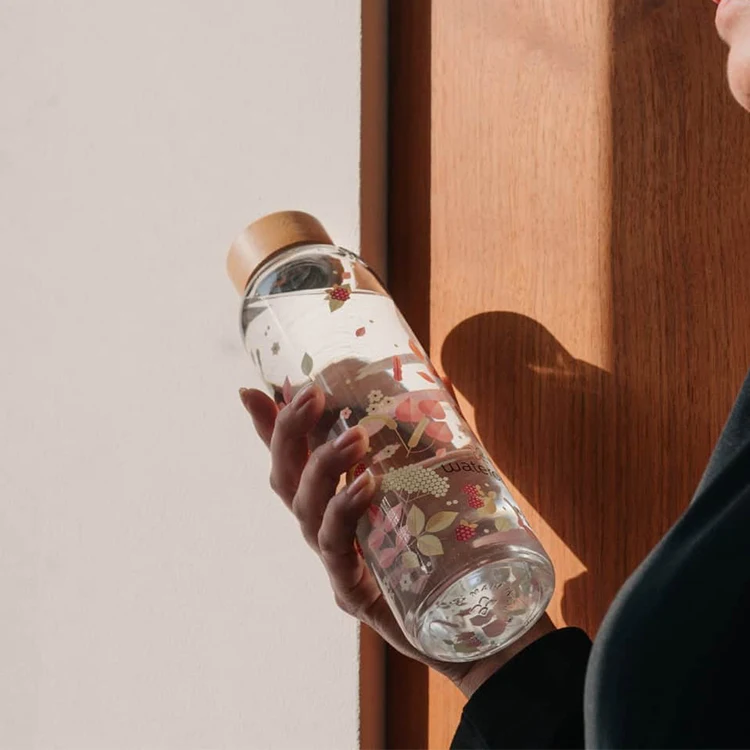 Hot sale popular colorful frosted drinking sports 500ml 32oz back to school luxury glass water bottles glass gym