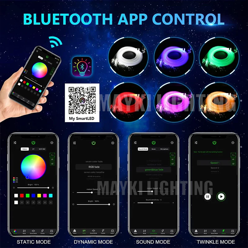 Fiber Optic Star Ceiling Kit 800pcs*0.75mm Pmma Fiber End Glow Light With 27W RGB Light Source Fiber Optic Starry Sky Ceiling