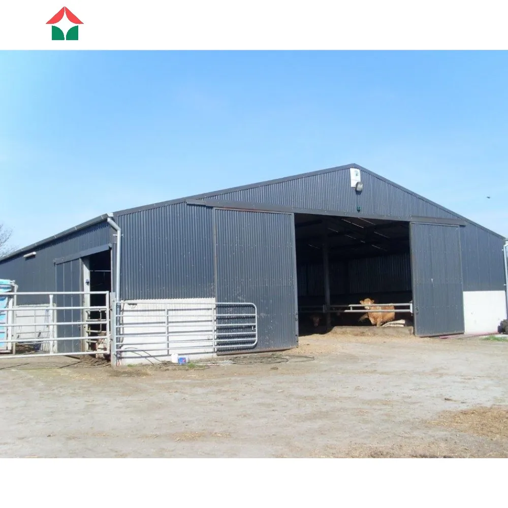 Easy Install Cow Shed Goat Sheds Prefabricated Cattle Farming House Barn Cow Hangar Shed Steel Structure