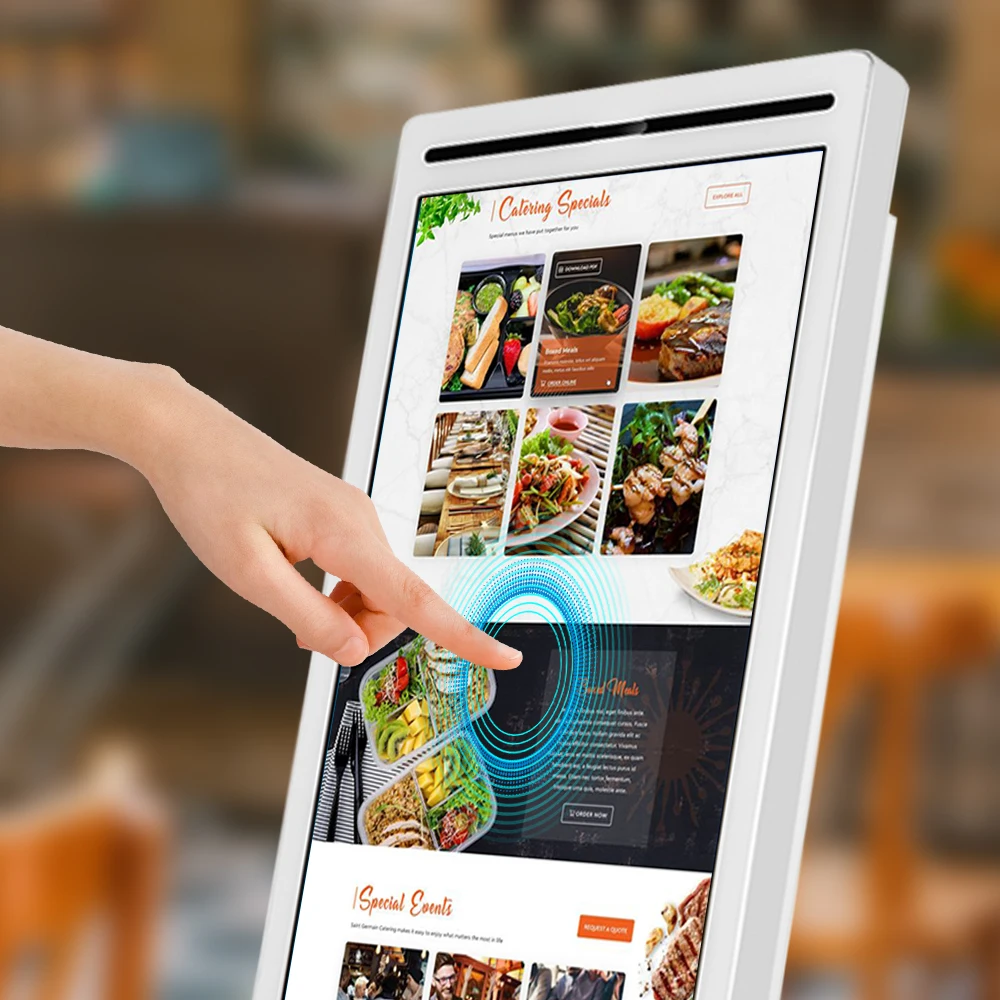 KFC restaurant hd interactive screen 32inch self service payment kiosk with printer scanner and camera burger self service