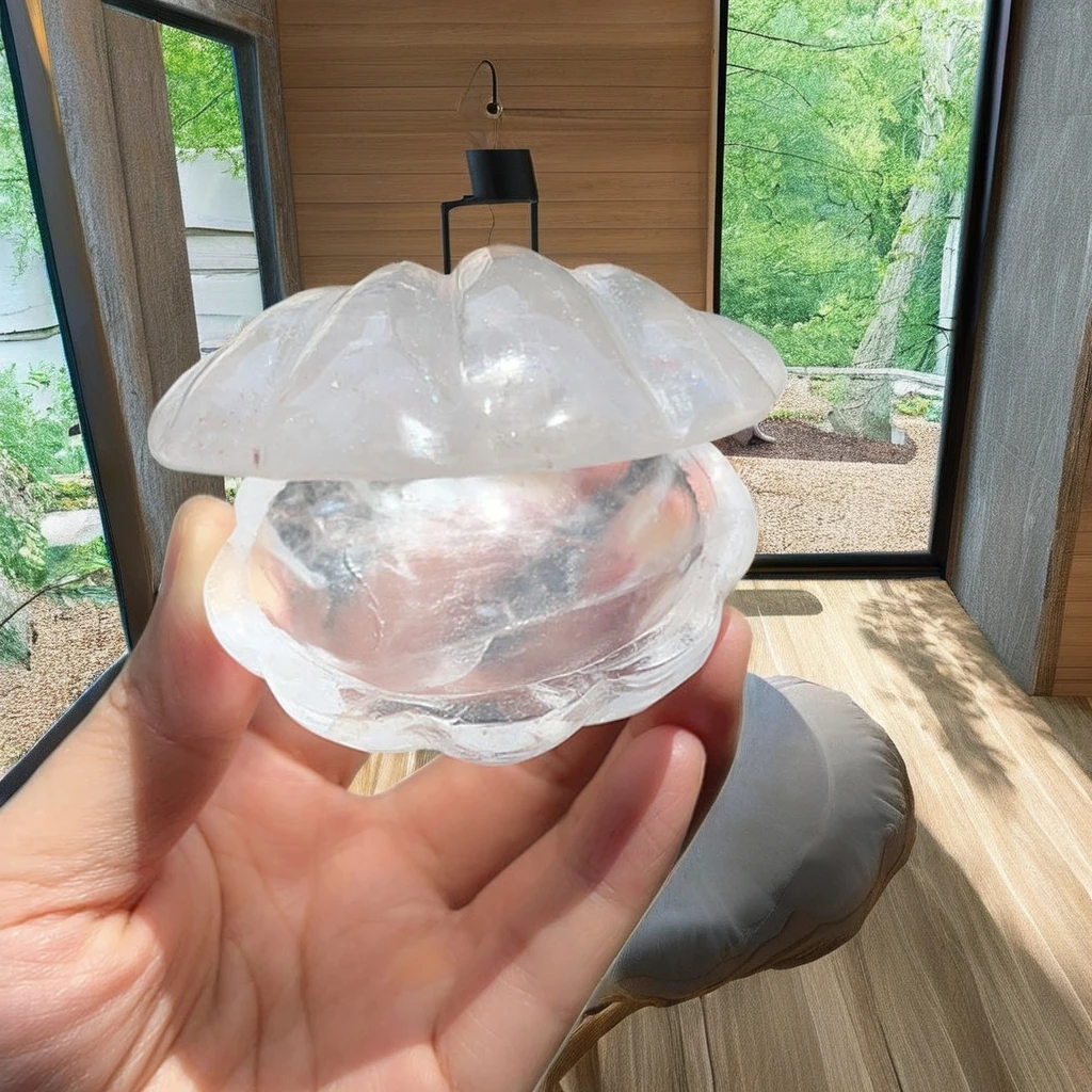 Handmade Natural Crystal Seashell Rose Clear Quartz Gemstone Folk Art Specimen Gift & Decoration Carved Technique Animal Theme