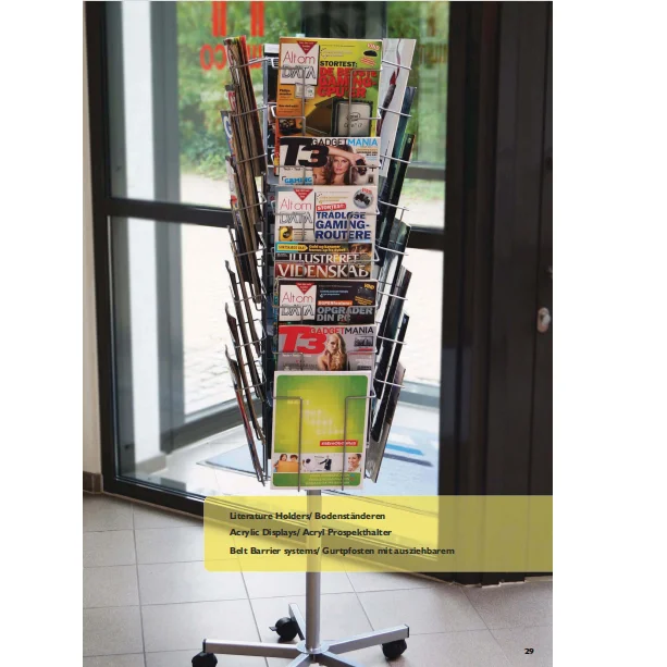 TWINCO Floor used metal rotating magazine display rack  catalog literature holder display stand