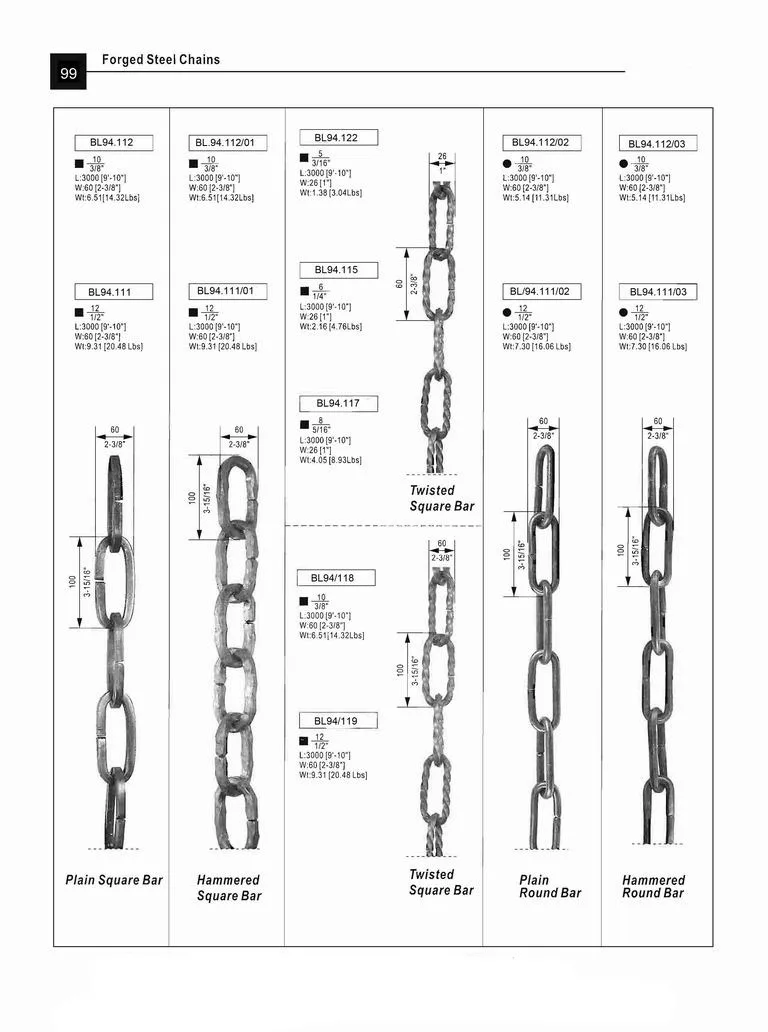 Forged semi-finished products  forged chain for advertising signs, flower pots and for fencing around the garden