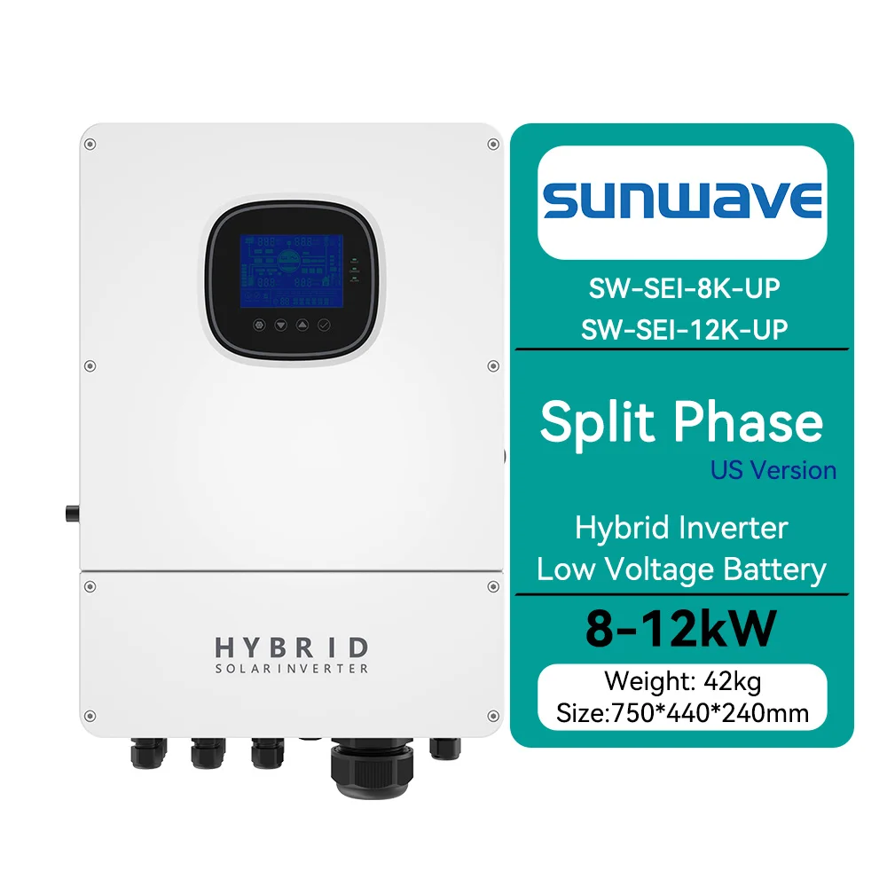 Sunwave US Model Split Phase 230V 120V Off Grid Inverter 2 Mppt Hybrid Grid Solar Power Inverter In Parallel Converters 8kw 10kw