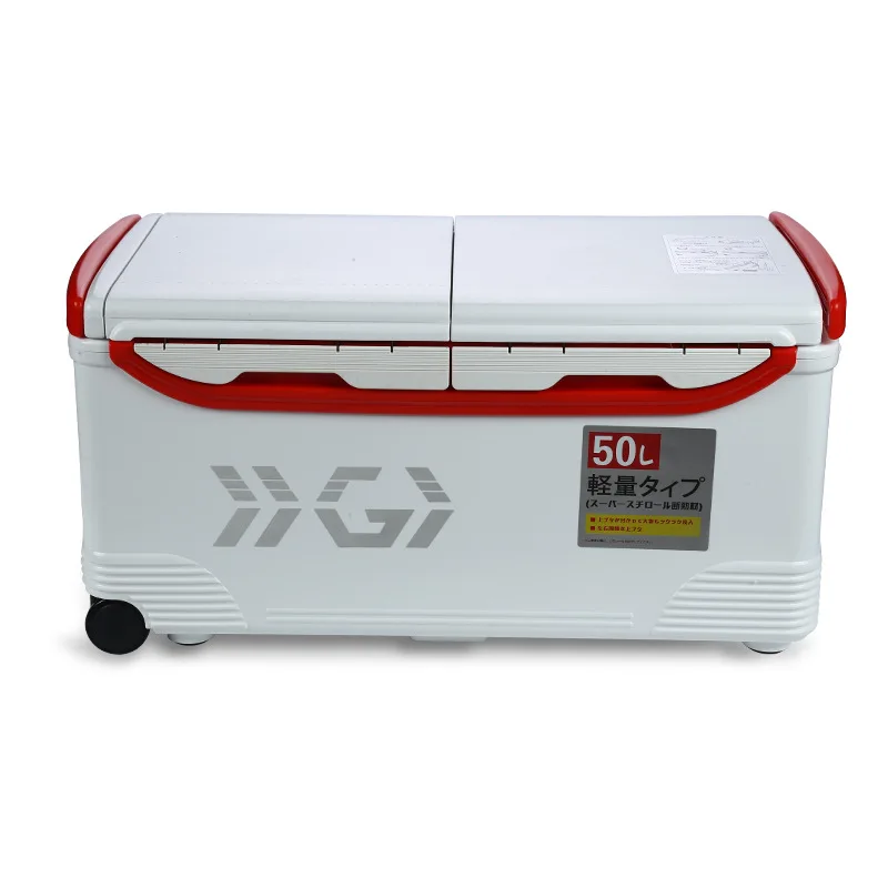 Wholesale Dropshipping Custom 42L Big Storage Plastic Multifunction Double Open Fishing Cool Box Fish Ice Box