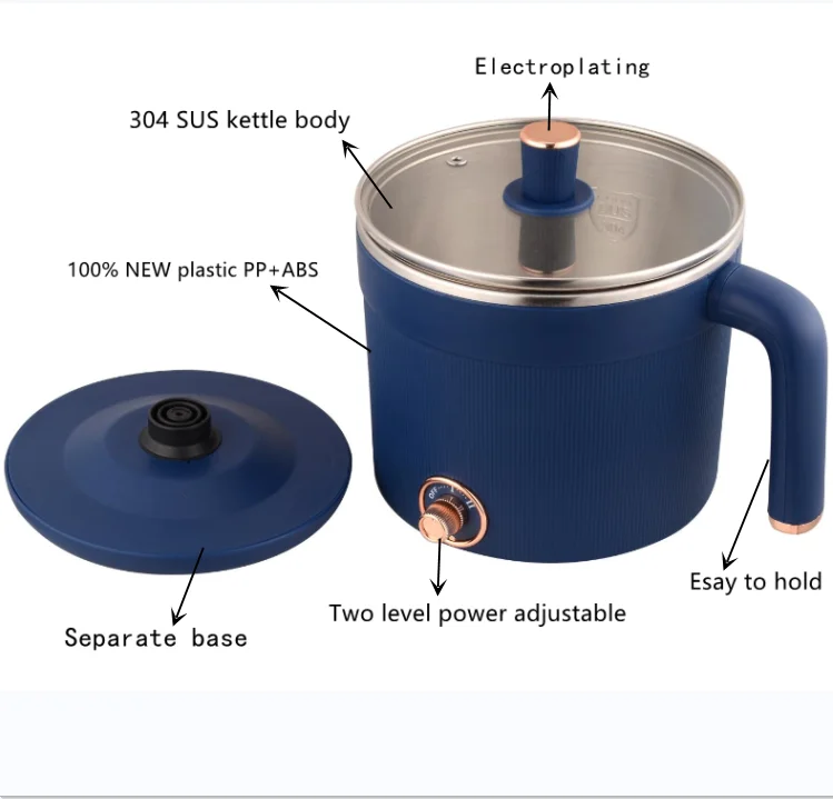 Factory supply hot sale multifunctional pot mini 304# SS electric multi cooker boiling cooking pot 1.5L for gift