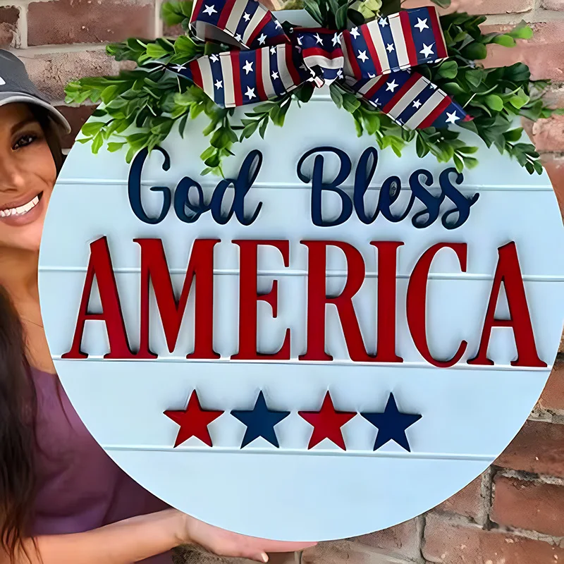 Independence Day 4th Of July Door Sign 4th Of July Door Sign,Happy 4th Of July Wreaths With Led Lights For Front Door