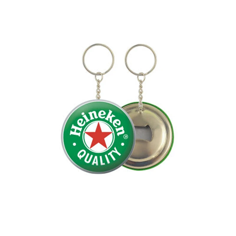 Customized DIY Metal Keychains round Brass Zinc Alloy Beer Bottle Opener Light Keychain with UV Printed Digital Button