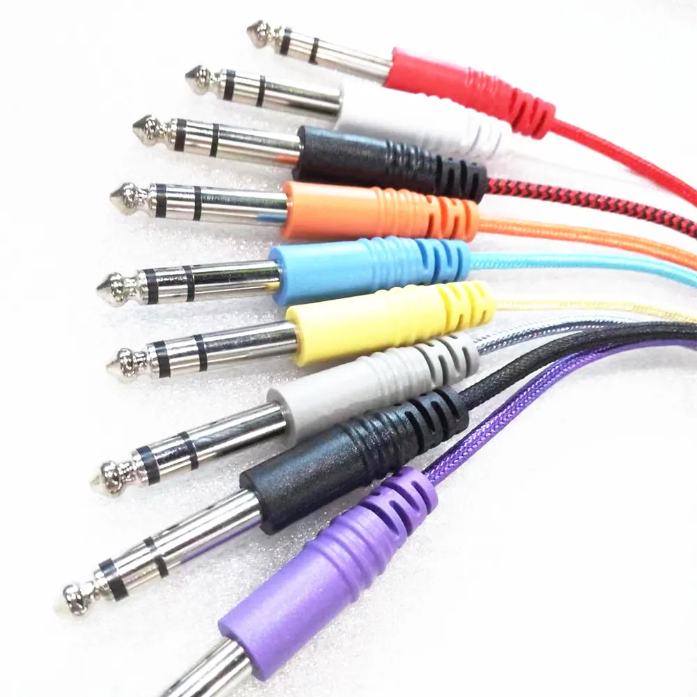 Colorful nylon braided 6.35mm(1/4) TRS to 6.35mm(1/4) TRS Stereo Audio Cable  Male to Male Guitar Cable
