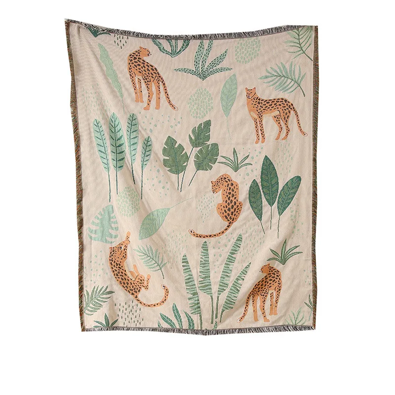 Animal leopard Throw Blanket Picnic With Tassel Sofa Bed Decorative vintage Sofa Cover Blankets Nordic Ins Style
