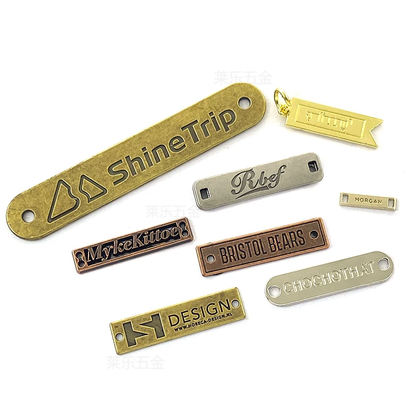 Oem Available Customized Material Stainless Steel Brass Iron Zinc Alloy Metal Brand Logo Name Label For Handbag