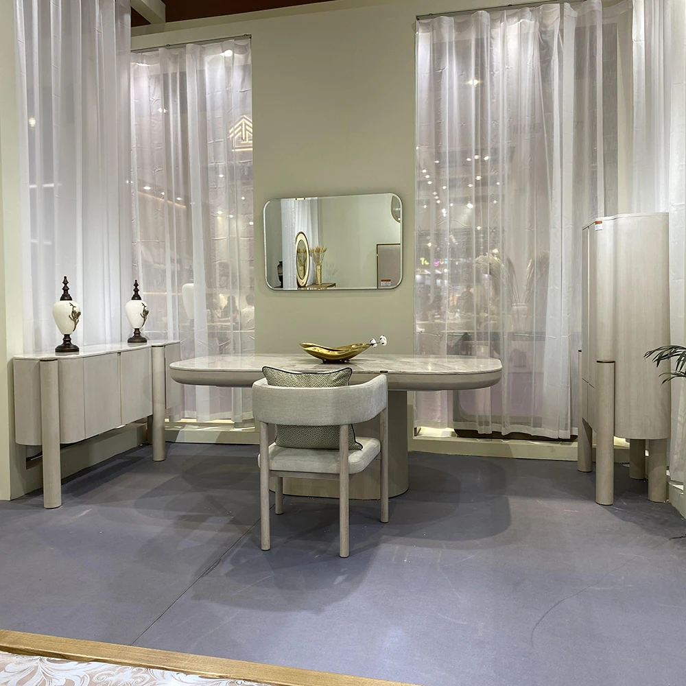 Guanye Factory Customized Modern Home Furniture Oval Marble Table Top Dining Table Set Luxury Restaurant Furniture Dining Table