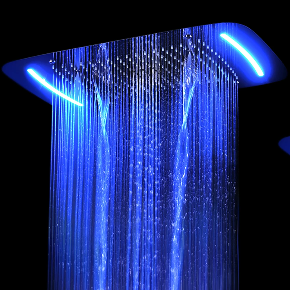 
Modern Big Showerhead 600 x 800 mm LED Waterfall Rainfall Shower Set , Hot and Cold High Flow Mixer Shower Bath 