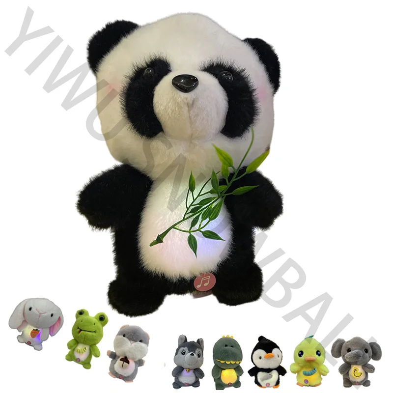 Promotional Super Soft Small Cute Panda Toy Stuffed Plush Animal Toys Funny Electric Dancing And Singing Panda Doll With Lights