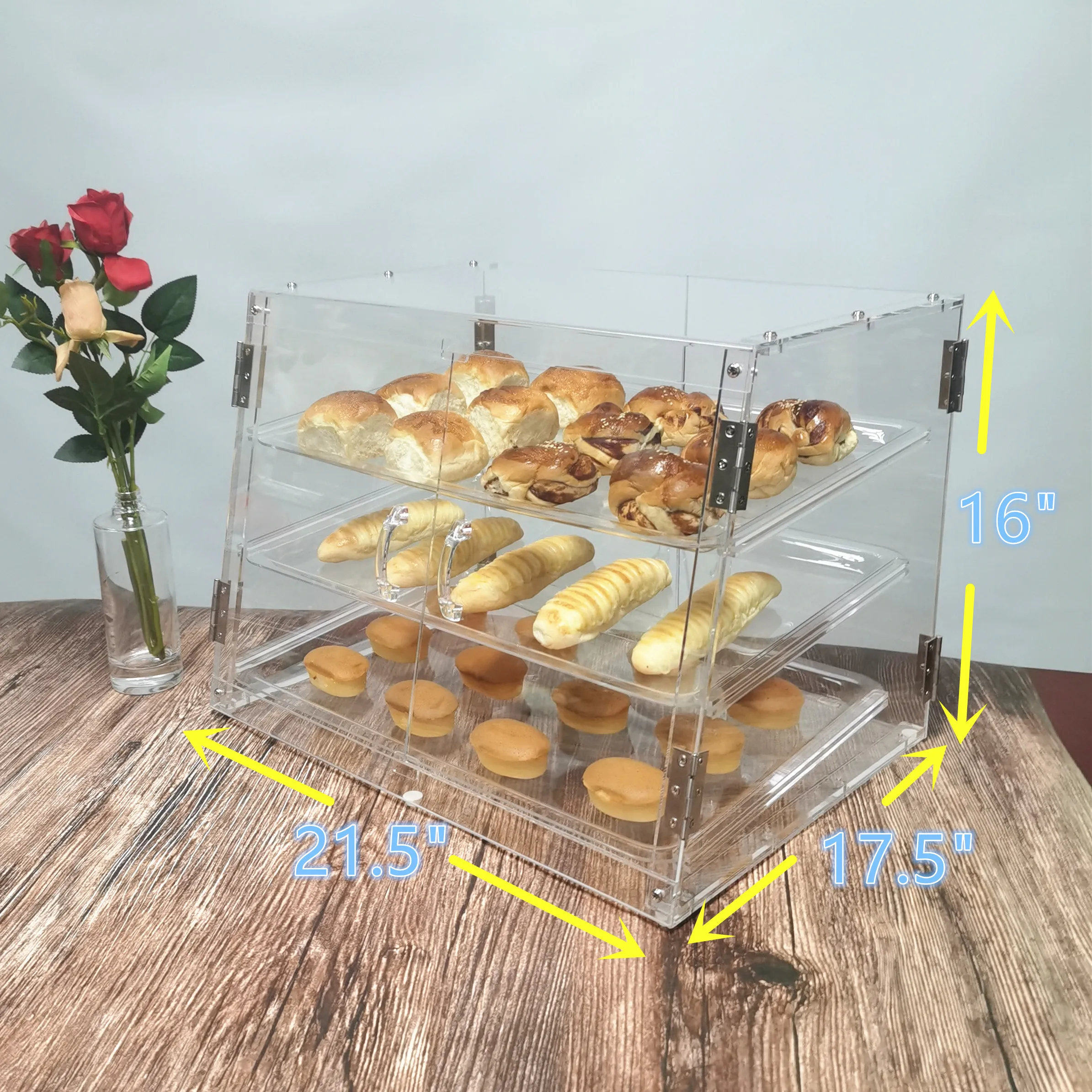 Custom bakery rack bakery shop display showcase with three tray bread display cabinet 3-tier cake stand