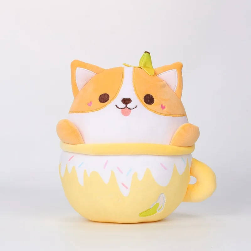 Cup Animal Series Stuffed Animal Plush Toy Cute Pink Cup Salamander Holiday Gift Banana Corgi Doll
