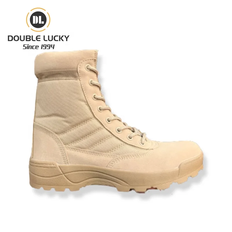 Double Lucky Hiking Anti-Slip Botas Hombre Shoe Factories China Hot Sale Leather Boots Outdoors Deser Tactical Boots