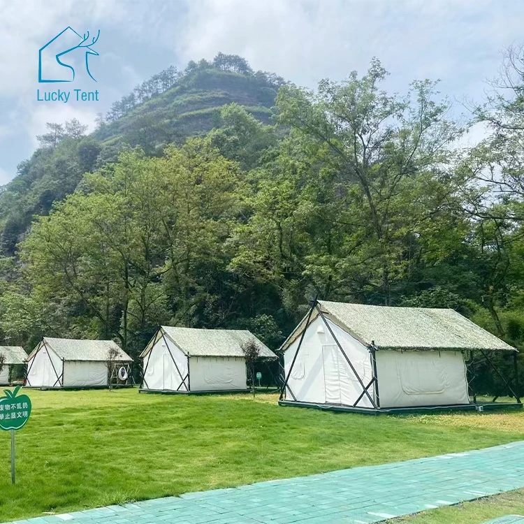 Camping Event 5x9m African Canvas Glamping House Luxury Safari Tent With Bathroom