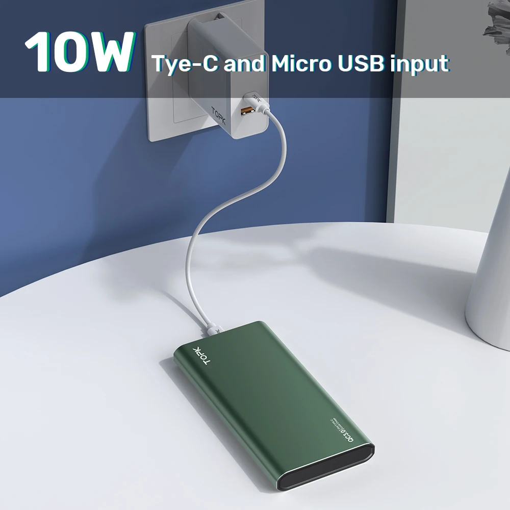 
TOPK I1006 Power Banks 10000mah Dual Usb Portable Battery Charger Slim Mini PowerBank 