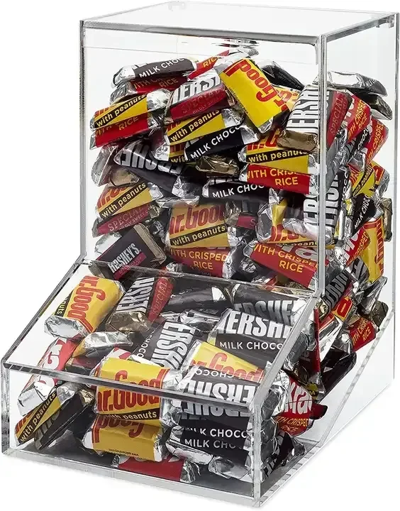 JUMEIJIA Custom Candy Store Plastic Clear Acrylic Candy Dispenser Box Acrylic Candy Bins with Lid