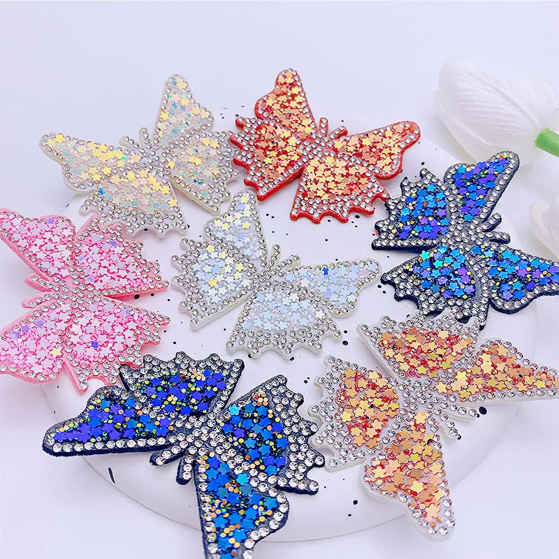 New Design Butterfly Pattern Rhinestone Patches Handmade Colorful Sew on Crystal Patches DIY Rhinestone Patch for Shoes
