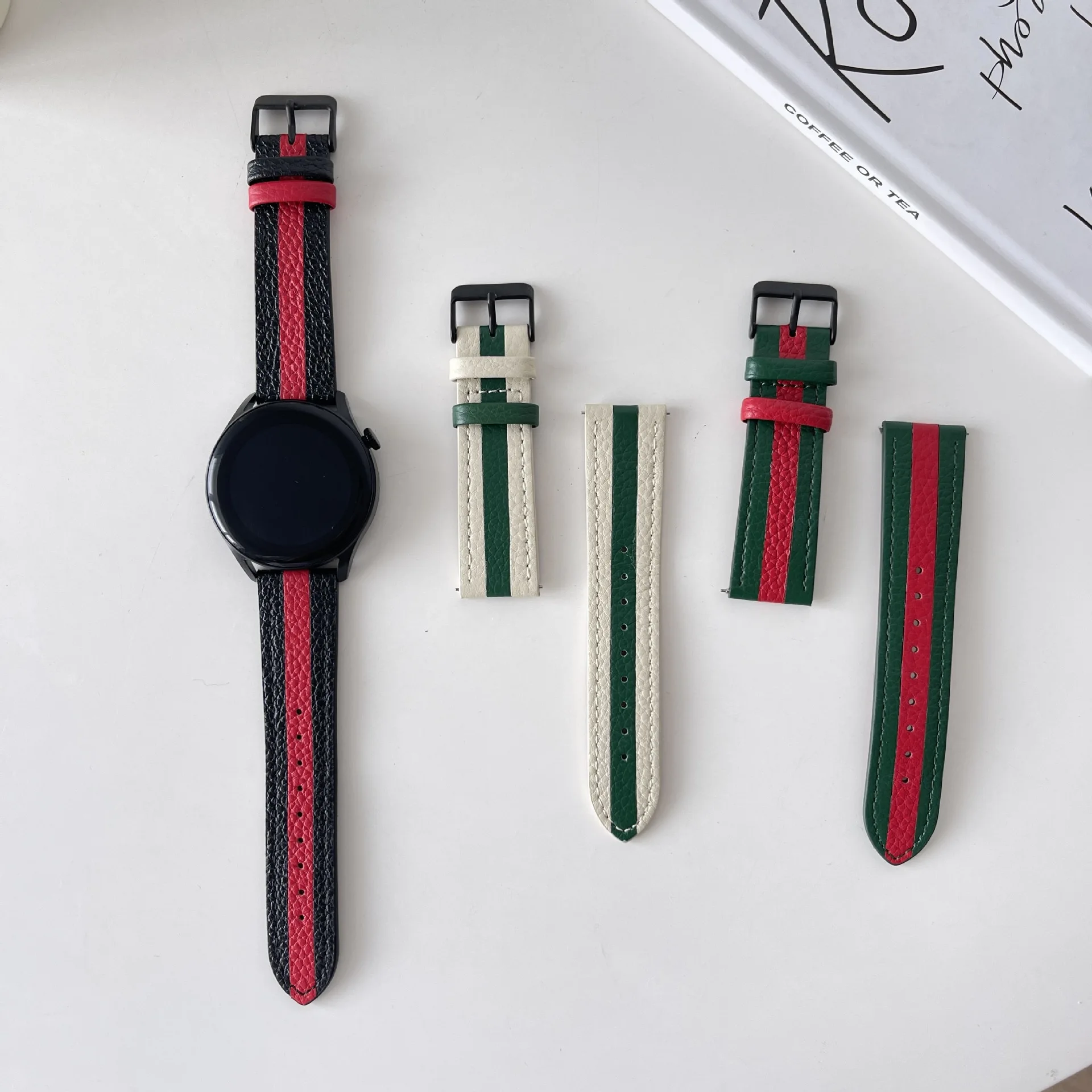 New Style Leather Watch Band for Samsung Galaxy Watch5 Retro Green Band for Samsung Watch4 20mm 22mm
