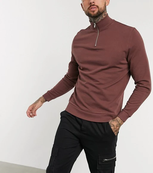 wholesale 100% cotton men  unisex  printing color block plain blank custom turtle neck sweatshirts