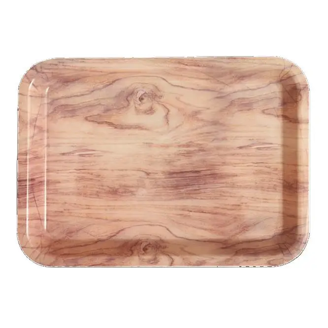 New Wooden Design Stackable Plastic Melamine Trays for Restaurant