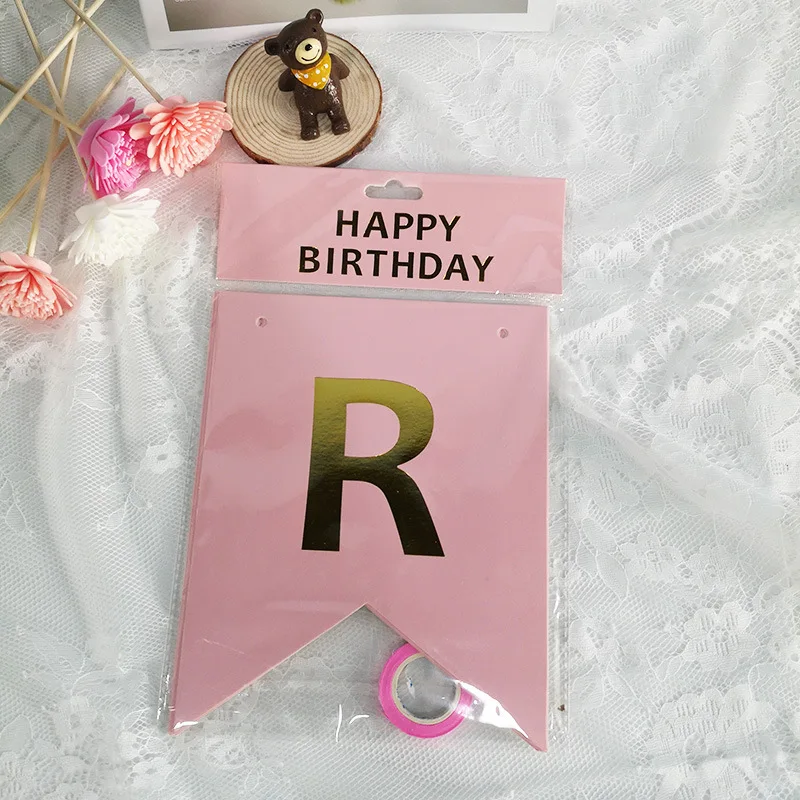 Party Festival Decoration Happy Birthday Banner Letter Fishtail Flag Party Supplies Birthday Banner