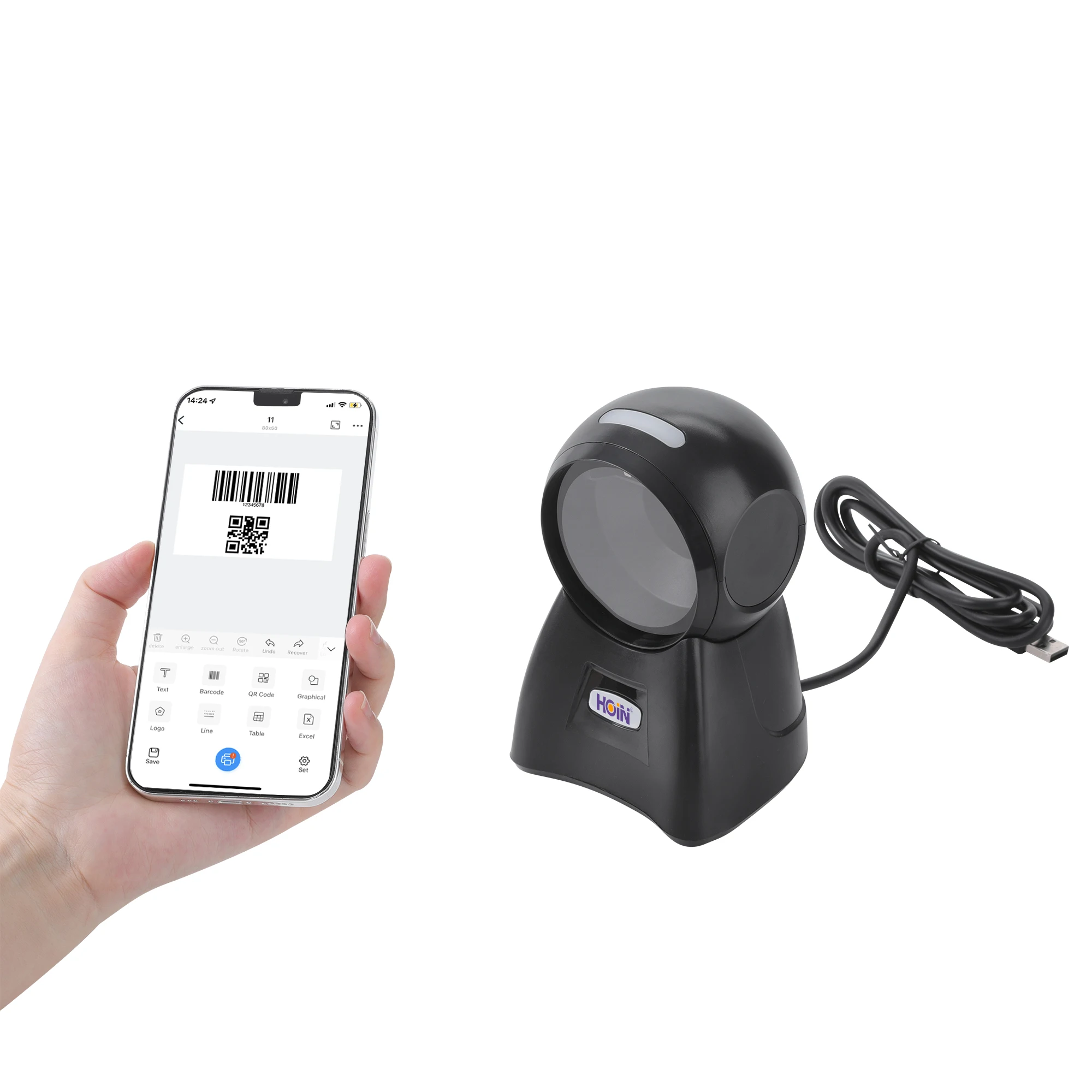 QR  Code Barcode Platform Fast Speed 1D 2D QR barcode supported  USB Cable Scanner QR Reader