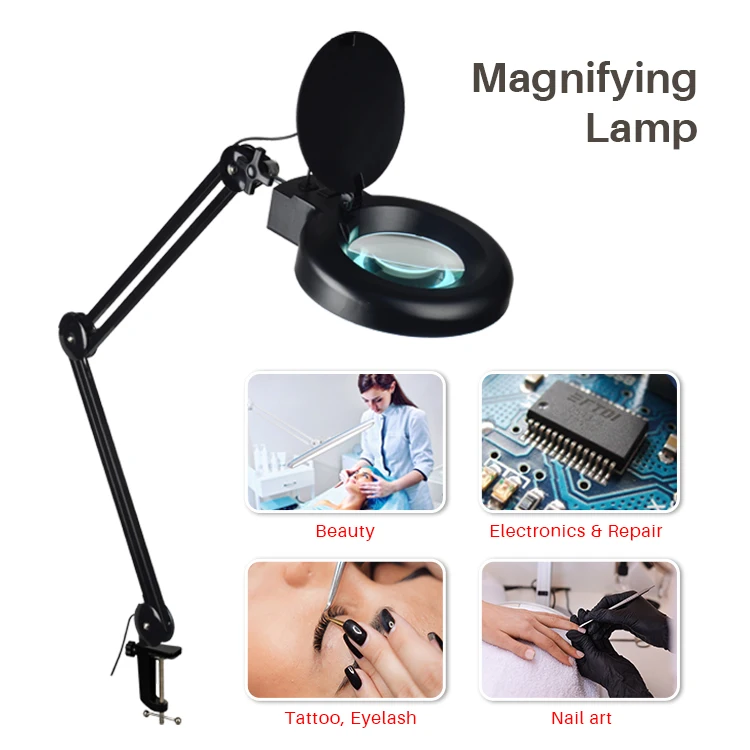Desk lamp Stand Floor Lamp for beauty salon sewing craft  Lash Facials dimmable magnifying lamp magnifying glass with light