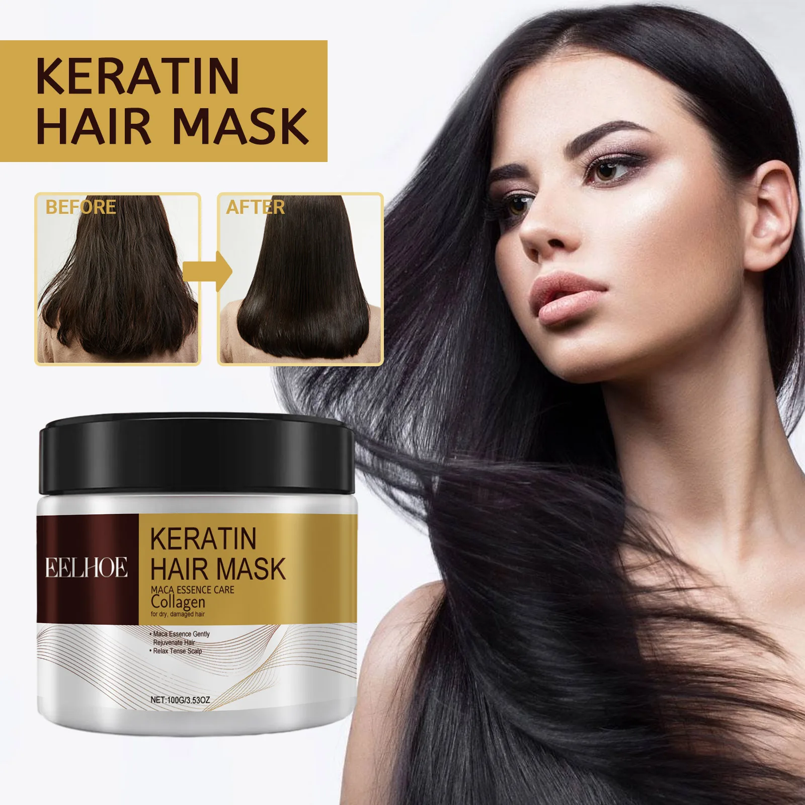 Repair Hair Mask Smooth Hair Conditioner Shine Anti-frizz Split Ends Remedy Colour Scald Damage For Ladies  Argan Oil Hair Mask