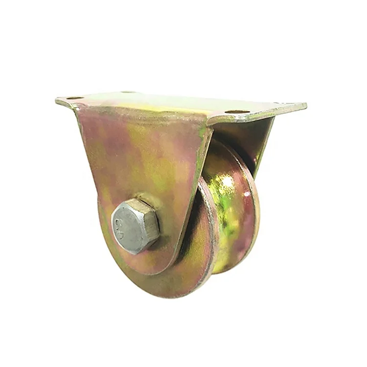 Heavy duty color zinc-plated roue de porte coulissante en 100mm en U groove caster rigid caster