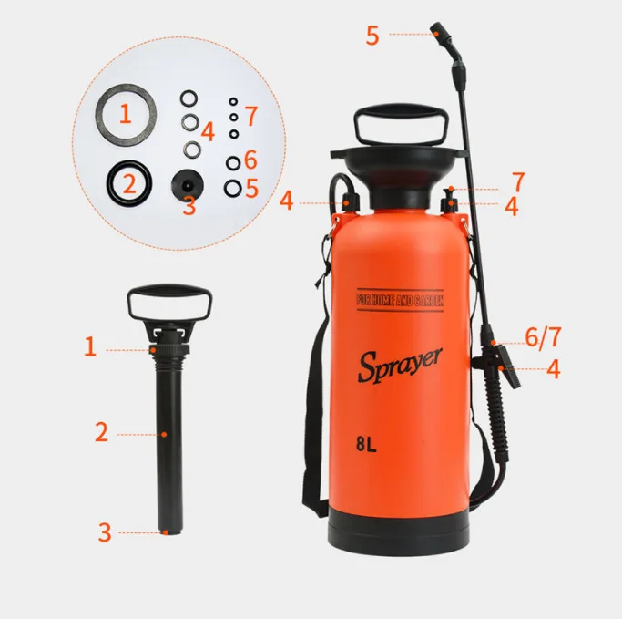 3L/5L/8L High Pressure Portable Garden Pump Sprayer Brass Wand Shoulder Strap for Yard Lawn Weeds Plants