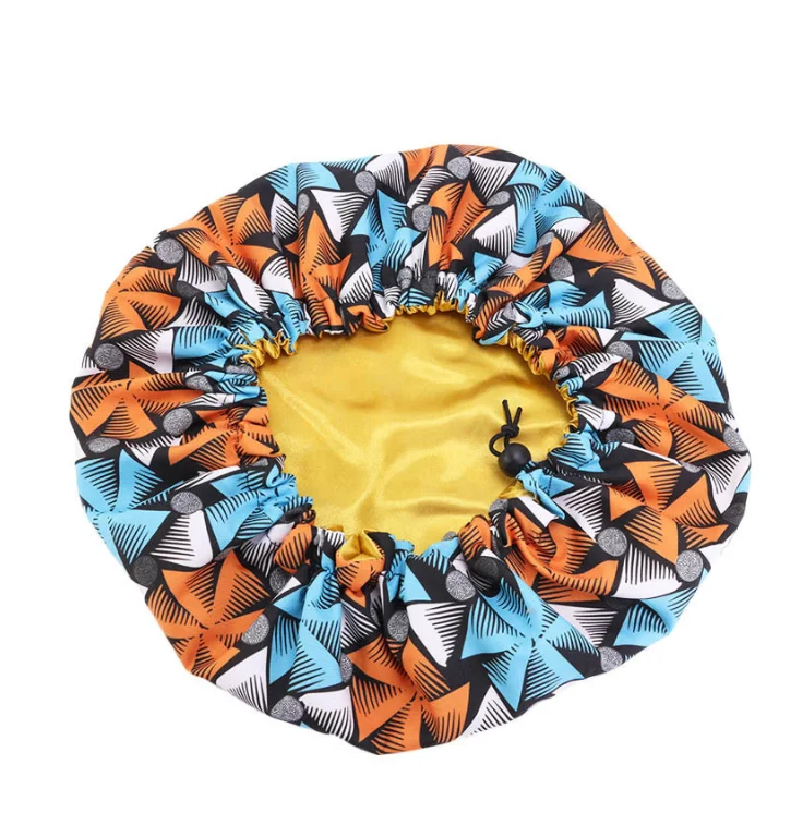 Wholesale Custom private label Extra Large satin sleep bonnet Drawstring sleep cap Adjustable night sleeping hat hair Turban