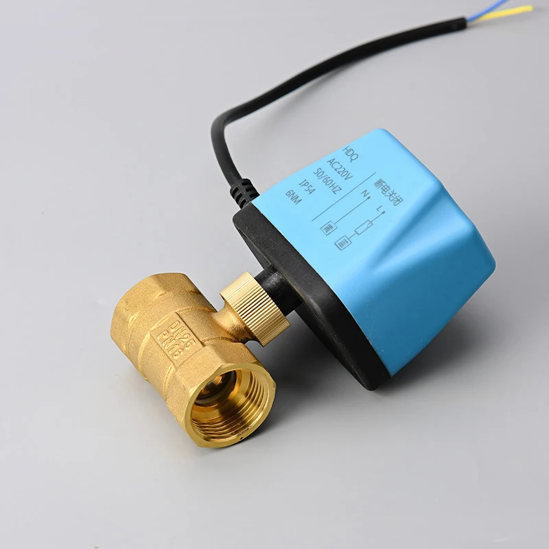 1inch two way motorized ball valve 220v  two-wire 2 point control brass electric ball valve with electric actuator