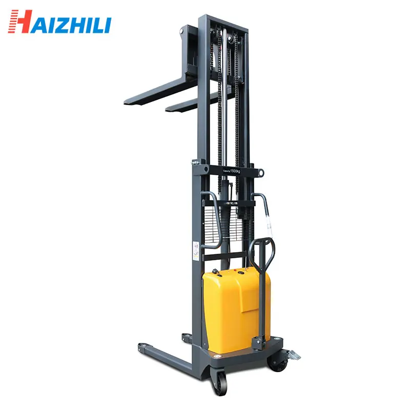 2024  good quality 1.5ton,1.6m semi electric pallet  hydraulic pallet stacker with battery with CE