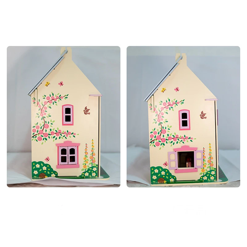 Wooden Doll House Diy Kit With Furniture Pretend Play Luxury Villa Model Play Set Toys