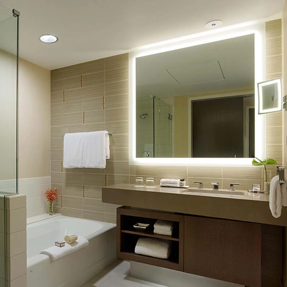 Оптовая цена роскошная гостиничная двойная раковина Современное Косметическое косметическое зеркало столешницы для ванной комнаты мебель