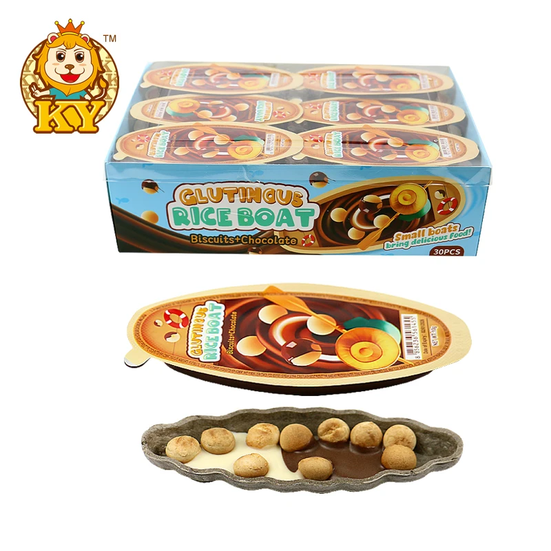 Factory new product glutinous rice boat chocolate cookie biscuit