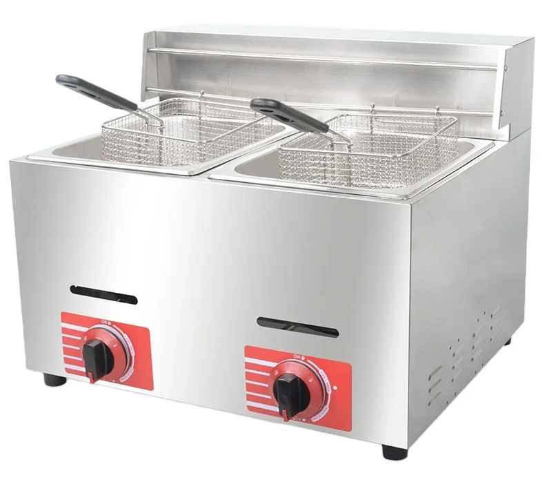 Wholesale deep fryers machine  gas deep fryer 2 tanks 2 baskets commercia