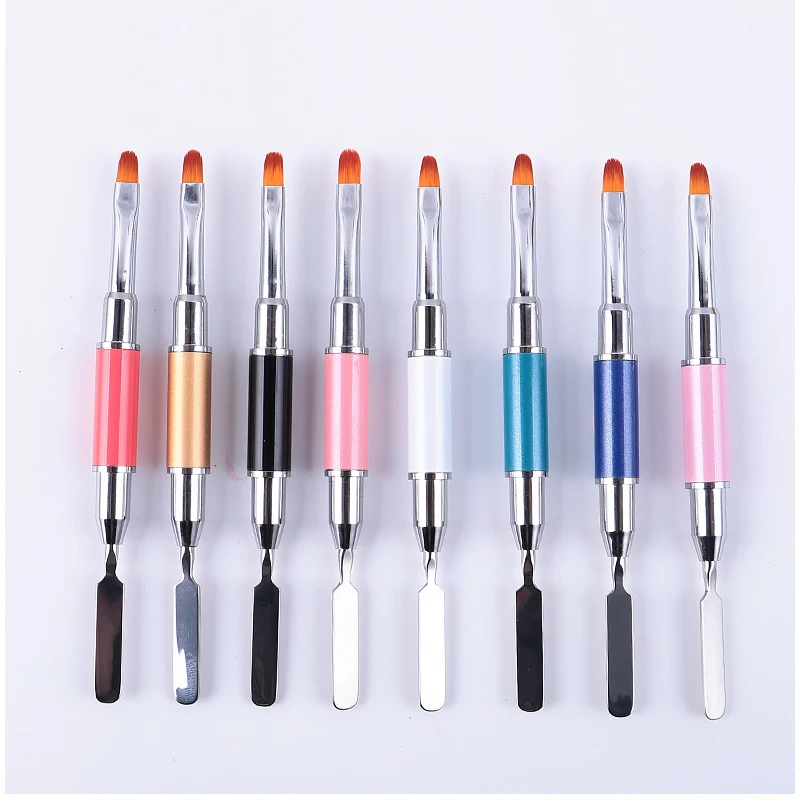 NAB015 double Head Nail Art painting Brush Acrylic UV GeL Extension Drawing design Pen with Spatula Stick All for Manicures