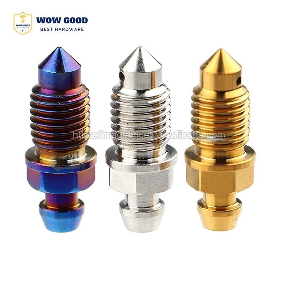 Custom Metric Stainless Steel Titanium speed Nipple brake Caliper Oil Drain Exhaust bleeder bleed screw with Rubber Cap